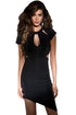 Sexy Black Sexy Funky Asymmetrical Hemline Cut out Slash Dress